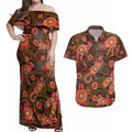 Animal Australia Aboriginal Art Couples Matching Off Shoulder Maxi Dress and Hawaiian Shirt