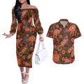 Animal Australia Aboriginal Art Couples Matching Off The Shoulder Long Sleeve Dress and Hawaiian Shirt