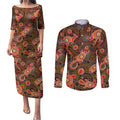 Animal Australia Aboriginal Art Couples Matching Puletasi and Long Sleeve Button Shirt