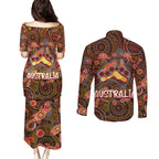 Animal Australia Aboriginal Art Couples Matching Puletasi and Long Sleeve Button Shirt