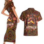 Animal Australia Aboriginal Art Couples Matching Short Sleeve Bodycon Dress and Hawaiian Shirt