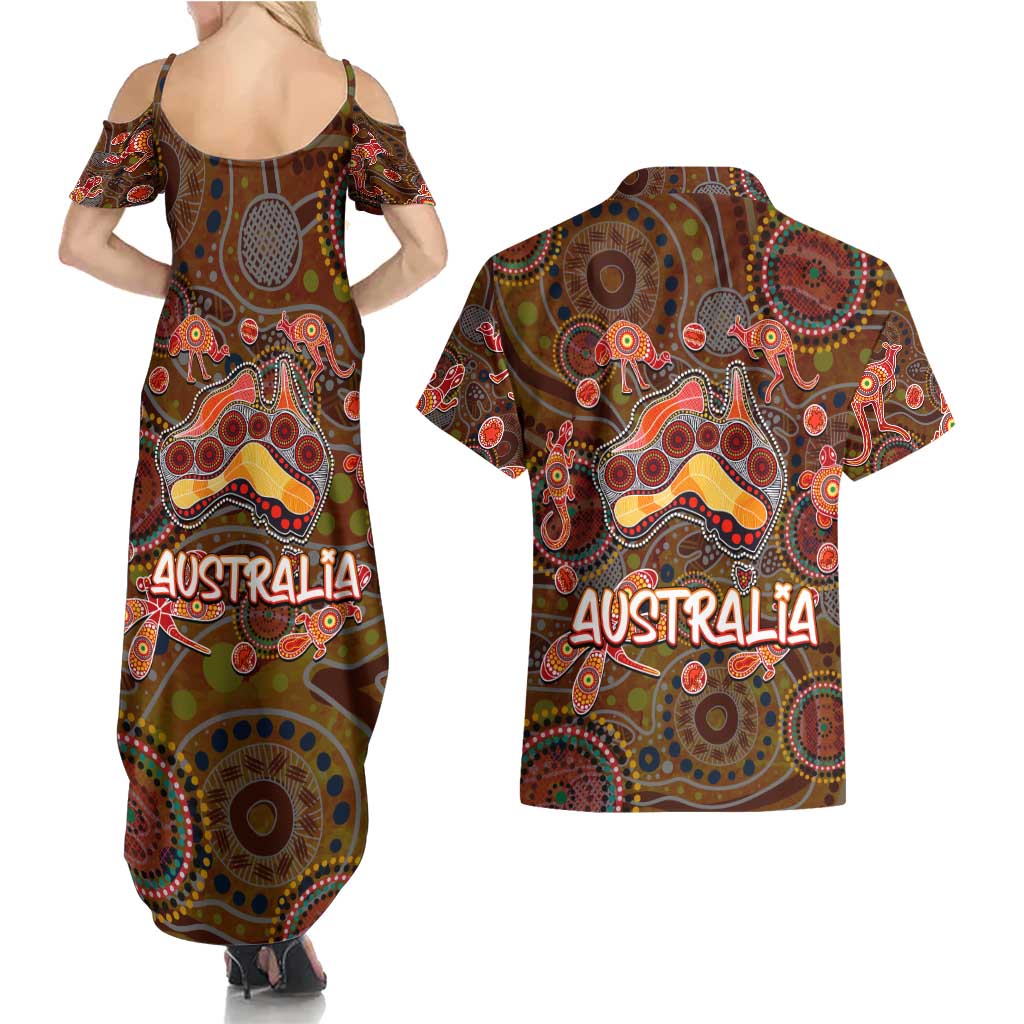 Animal Australia Aboriginal Art Couples Matching Summer Maxi Dress and Hawaiian Shirt