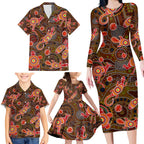 Animal Australia Aboriginal Art Family Matching Long Sleeve Bodycon Dress and Hawaiian Shirt