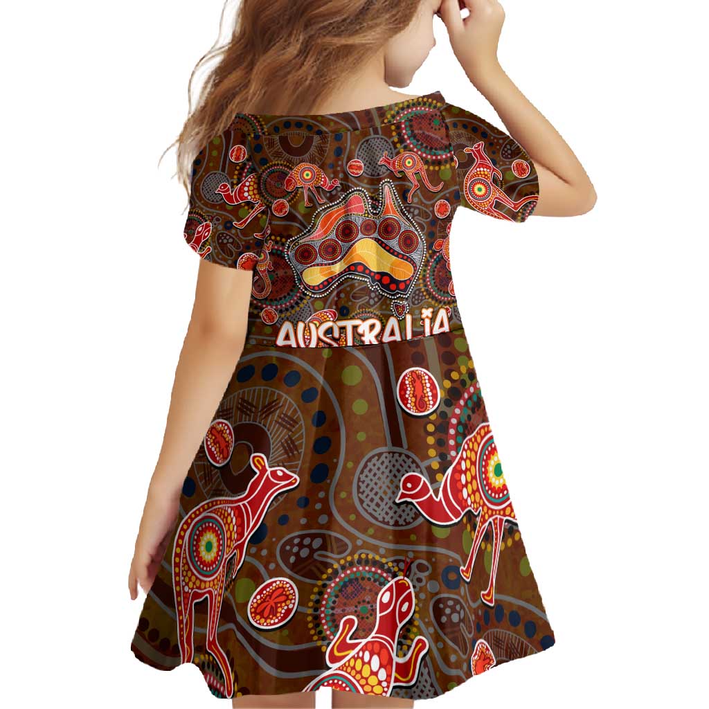 Animal Australia Aboriginal Art Family Matching Long Sleeve Bodycon Dress and Hawaiian Shirt