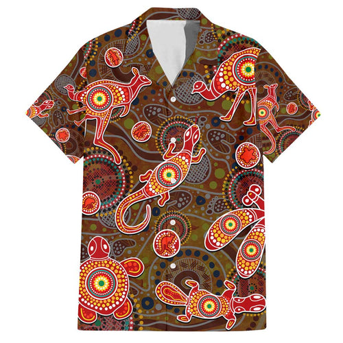 Animal Australia Aboriginal Art Family Matching Long Sleeve Bodycon Dress and Hawaiian Shirt