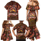 Animal Australia Aboriginal Art Family Matching Mermaid Dress and Hawaiian Shirt