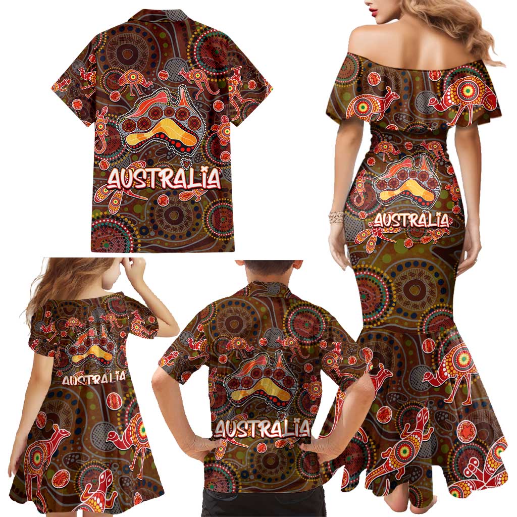 Animal Australia Aboriginal Art Family Matching Mermaid Dress and Hawaiian Shirt