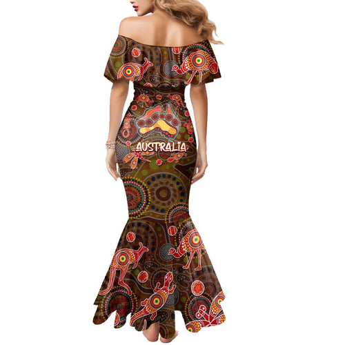 Animal Australia Aboriginal Art Family Matching Mermaid Dress and Hawaiian Shirt