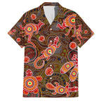 Animal Australia Aboriginal Art Family Matching Off Shoulder Short Dress and Hawaiian Shirt