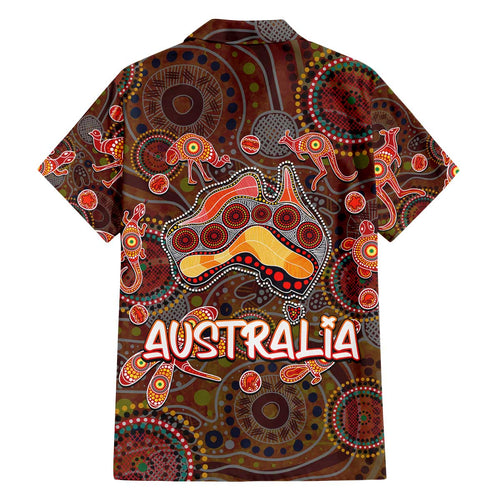 Animal Australia Aboriginal Art Family Matching Off Shoulder Short Dress and Hawaiian Shirt