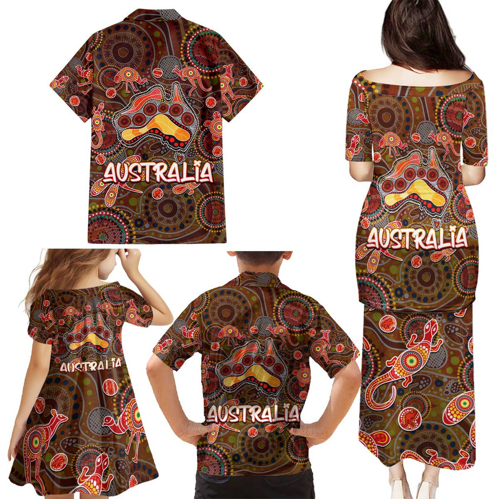Animal Australia Aboriginal Art Family Matching Puletasi and Hawaiian Shirt