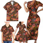 Animal Australia Aboriginal Art Family Matching Short Sleeve Bodycon Dress and Hawaiian Shirt