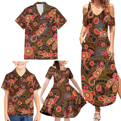 Animal Australia Aboriginal Art Family Matching Summer Maxi Dress and Hawaiian Shirt