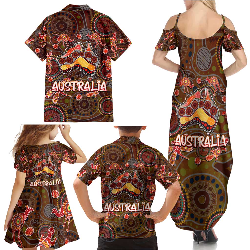 Animal Australia Aboriginal Art Family Matching Summer Maxi Dress and Hawaiian Shirt