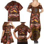 Animal Australia Aboriginal Art Family Matching Summer Maxi Dress and Hawaiian Shirt