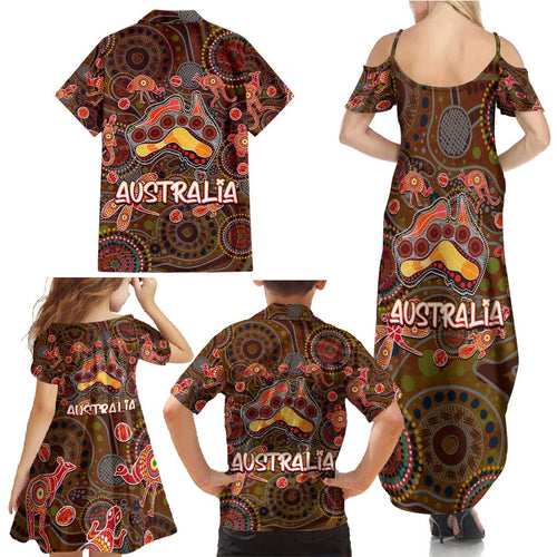 Animal Australia Aboriginal Art Family Matching Summer Maxi Dress and Hawaiian Shirt