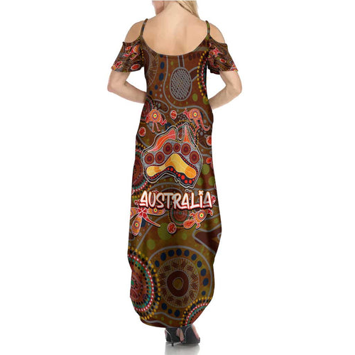 Animal Australia Aboriginal Art Family Matching Summer Maxi Dress and Hawaiian Shirt