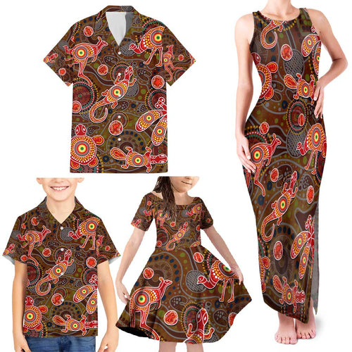 Animal Australia Aboriginal Art Family Matching Tank Maxi Dress and Hawaiian Shirt