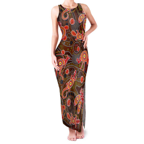Animal Australia Aboriginal Art Family Matching Tank Maxi Dress and Hawaiian Shirt