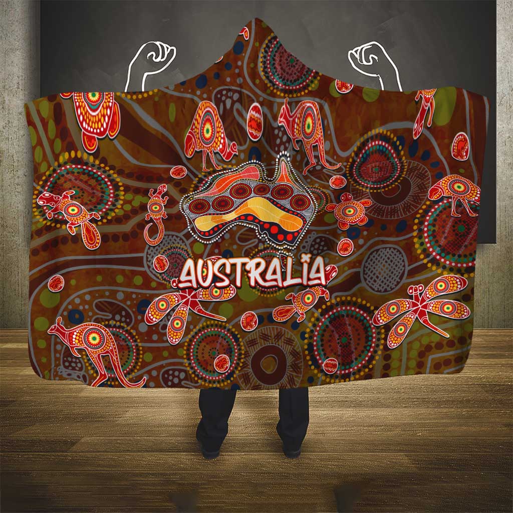 Animal Australia Aboriginal Art Hooded Blanket