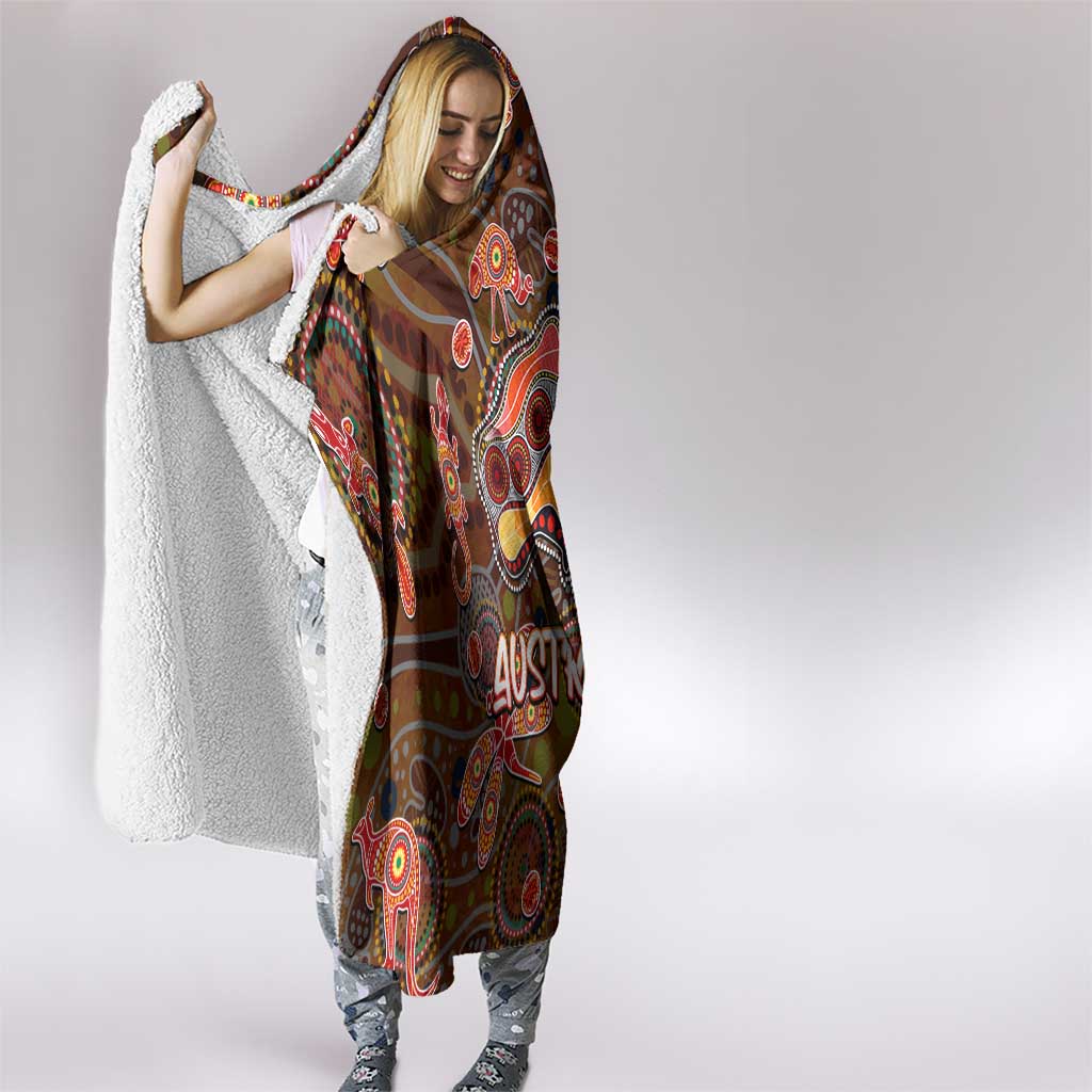 Animal Australia Aboriginal Art Hooded Blanket