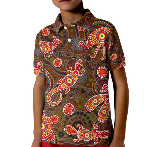 Animal Australia Aboriginal Art Kid Polo Shirt