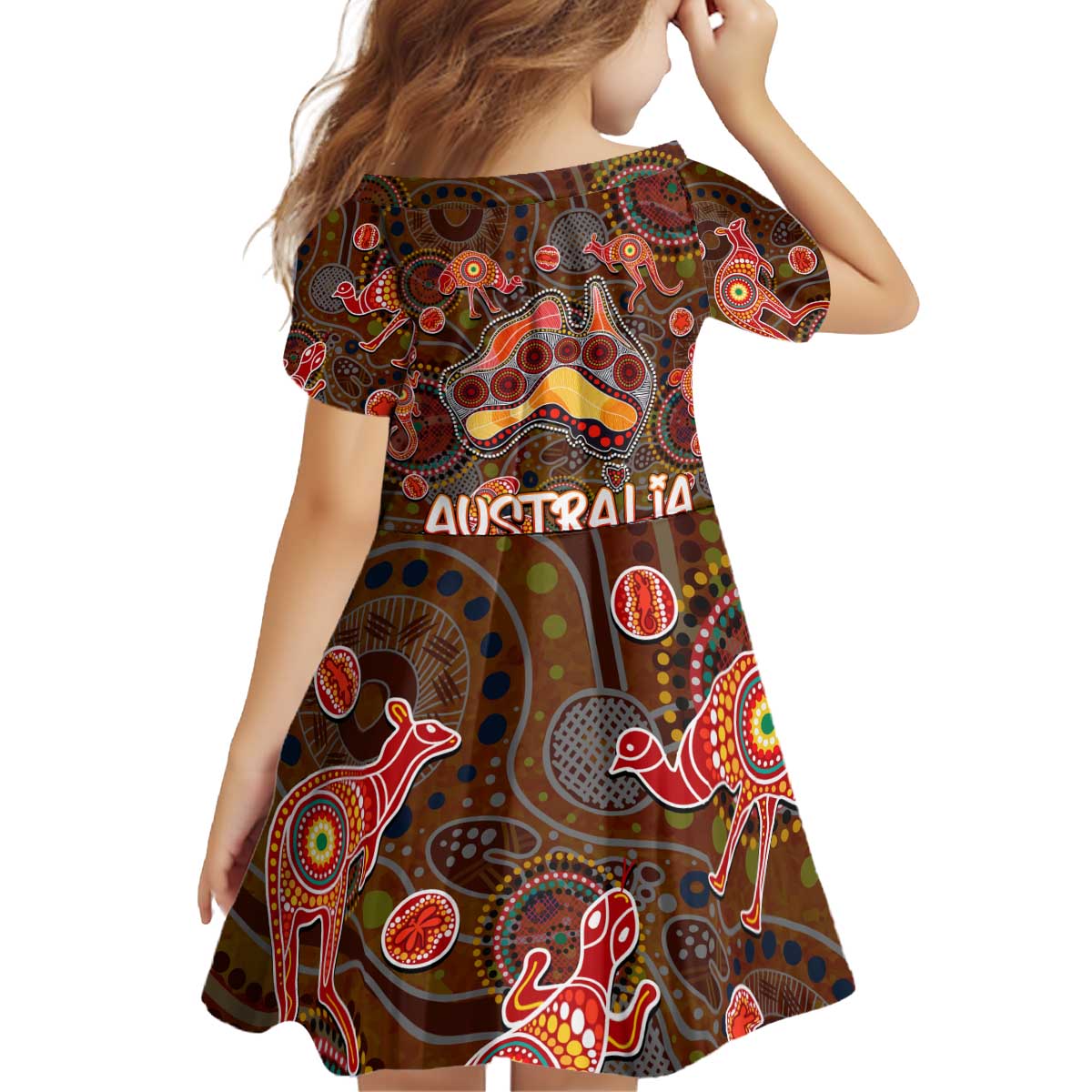 Animal Australia Aboriginal Art Kid Short Sleeve Dress