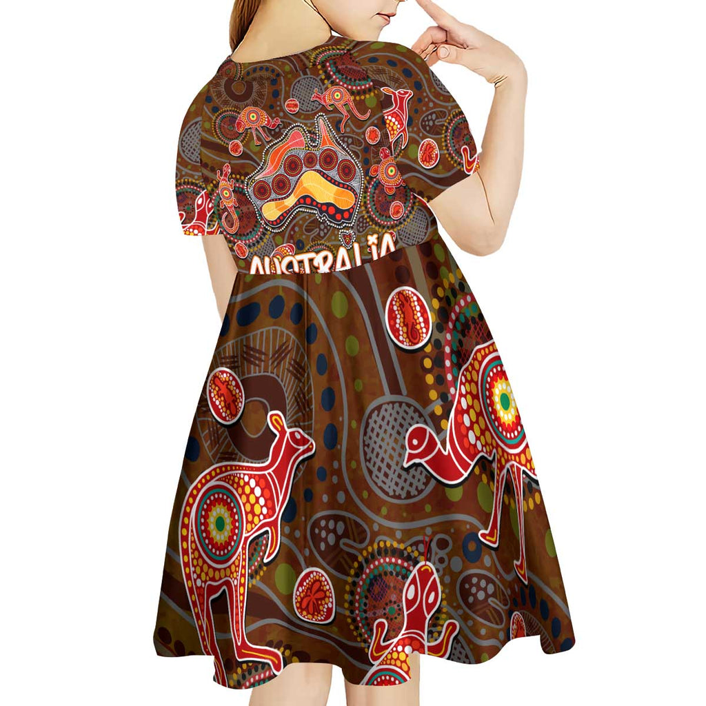 Animal Australia Aboriginal Art Kid Short Sleeve Dress