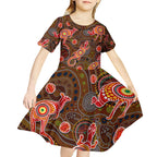 Animal Australia Aboriginal Art Kid Short Sleeve Dress