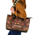 Animal Australia Aboriginal Art Leather Tote Bag
