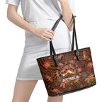 Animal Australia Aboriginal Art Leather Tote Bag