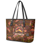 Animal Australia Aboriginal Art Leather Tote Bag