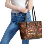 Animal Australia Aboriginal Art Leather Tote Bag