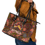 Animal Australia Aboriginal Art Leather Tote Bag