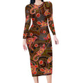 Animal Australia Aboriginal Art Long Sleeve Bodycon Dress