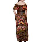 Animal Australia Aboriginal Art Off Shoulder Maxi Dress