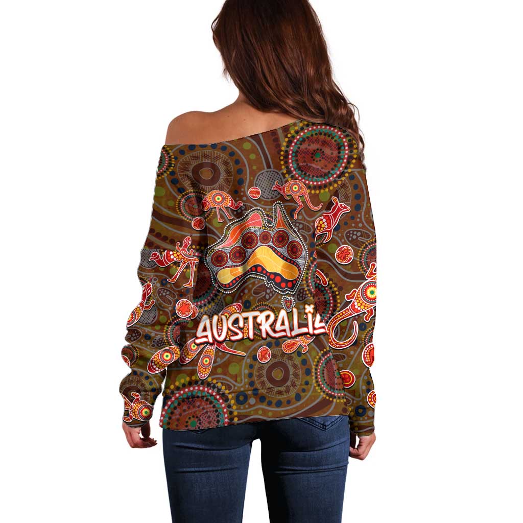 Animal Australia Aboriginal Art Off Shoulder Sweater