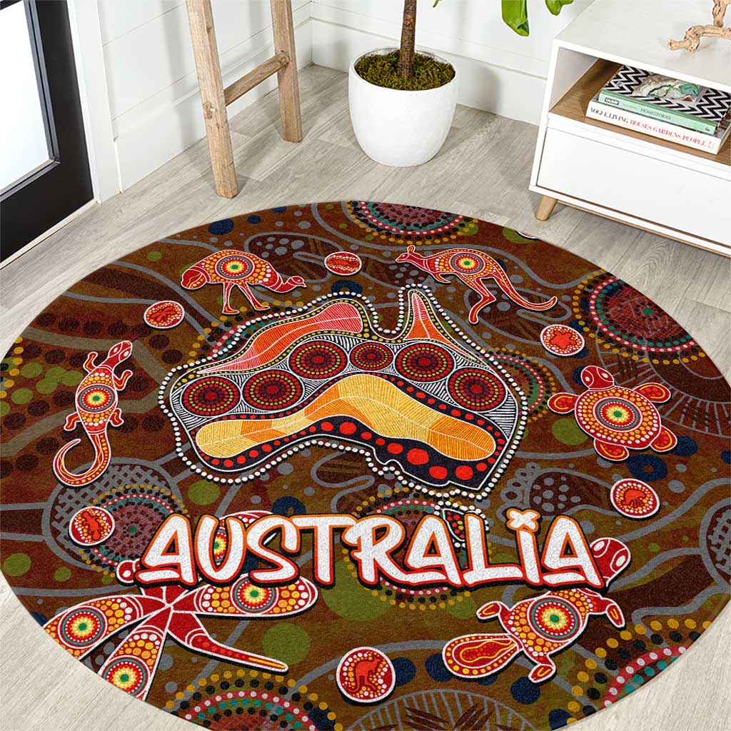 Animal Australia Aboriginal Art Round Carpet