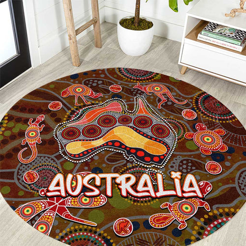 Animal Australia Aboriginal Art Round Carpet
