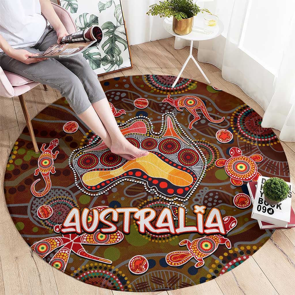 Animal Australia Aboriginal Art Round Carpet