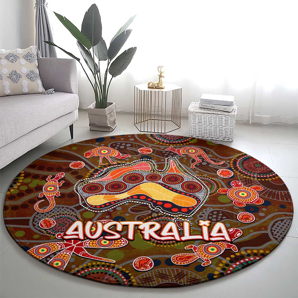 Animal Australia Aboriginal Art Round Carpet