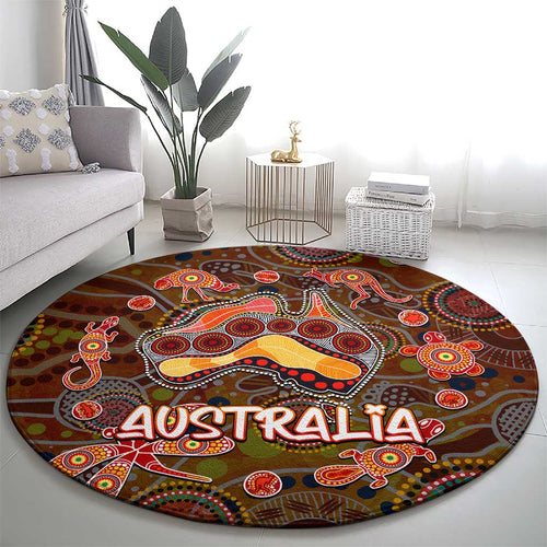 Animal Australia Aboriginal Art Round Carpet