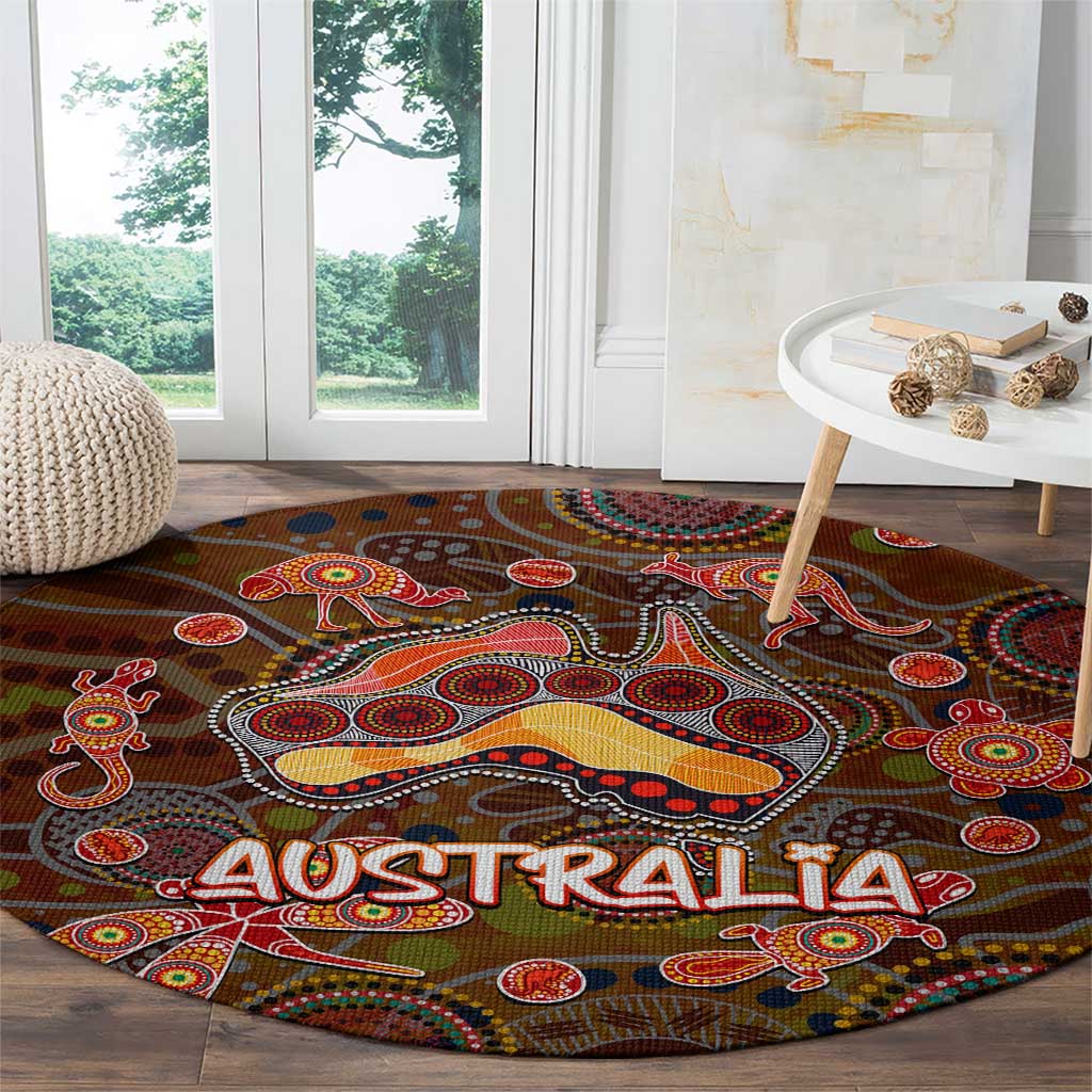 Animal Australia Aboriginal Art Round Carpet