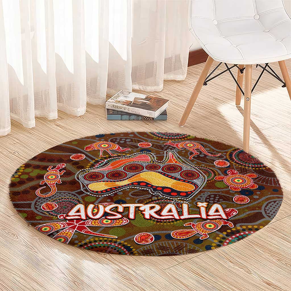 Animal Australia Aboriginal Art Round Carpet