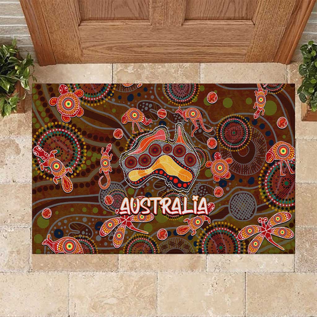 Animal Australia Aboriginal Art Rubber Doormat