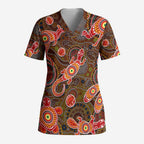 Animals Australia Aboriginal Art Scrub Top - Aussie Hoodie