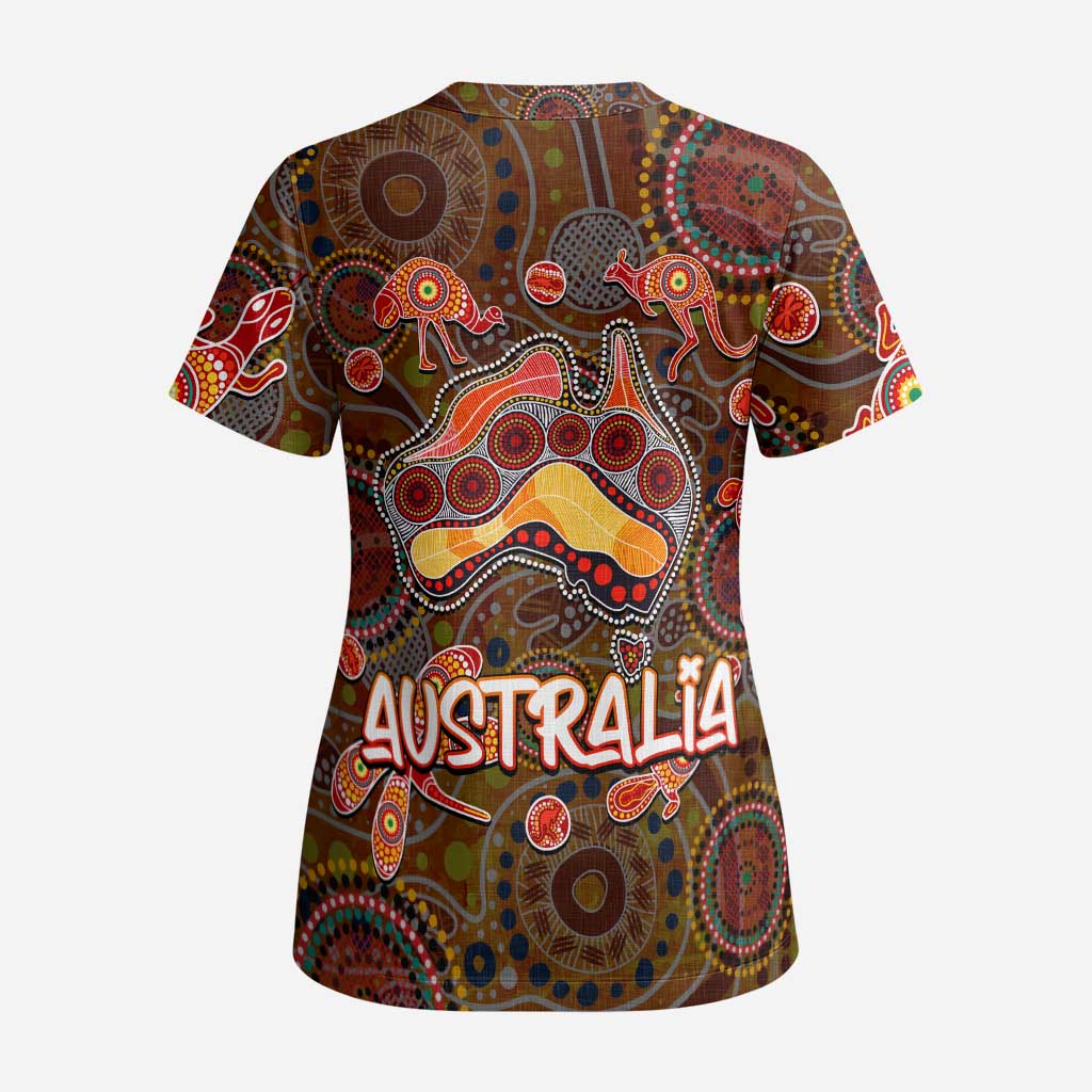 Animals Australia Aboriginal Art Scrub Top - Aussie Hoodie