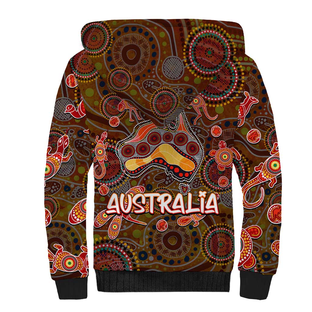 Animal Australia Aboriginal Art Sherpa Hoodie