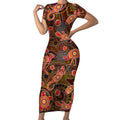 Animal Australia Aboriginal Art Short Sleeve Bodycon Dress