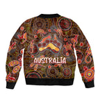 Animal Australia Aboriginal Art Sleeve Zip Bomber Jacket